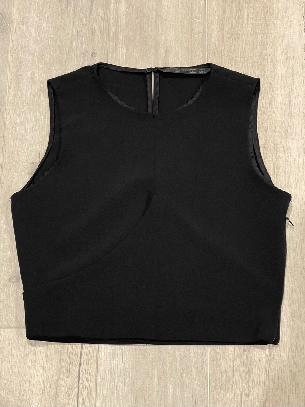 ZARA Trafaluc Black Asymmetrical Sleeveless Crop Top Size S